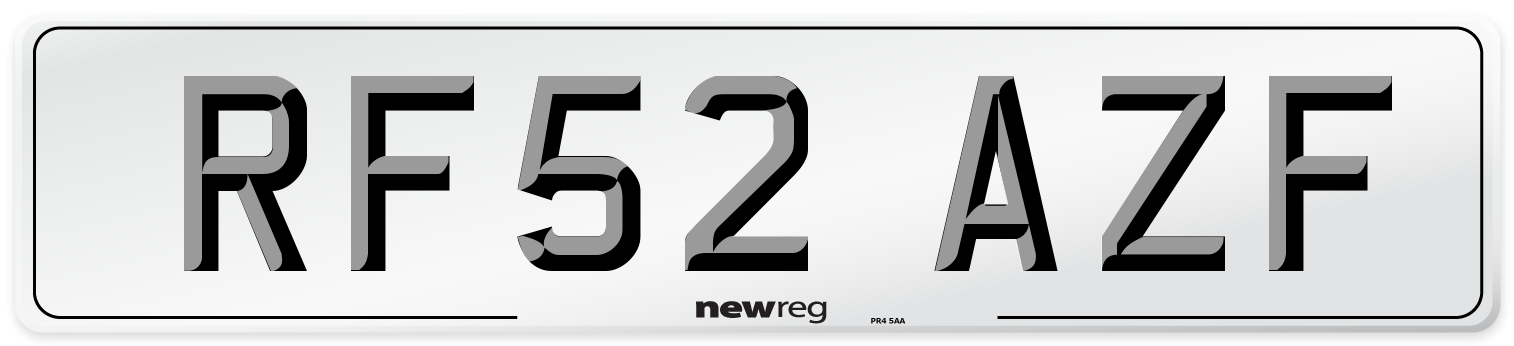 RF52 AZF Number Plate from New Reg
